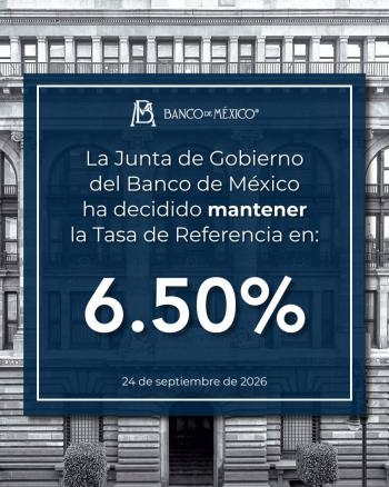 Banxico decide por unanimidad mantener la tasa de intereacutes en 650 por ciento ante el panorama de la inflacioacuten