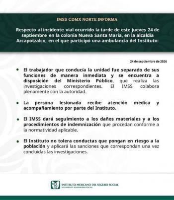 Detienen a chofer de ambulancia del IMSS tras atropellar a una persona y chocar en Azcapotzalco