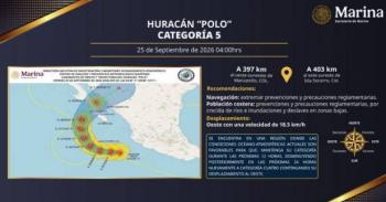 Hurac&aacute;n Polo recupera categor&iacute;a 5; advierten lluvias y oleaje elevado el litoral del Pac&iacute;fico