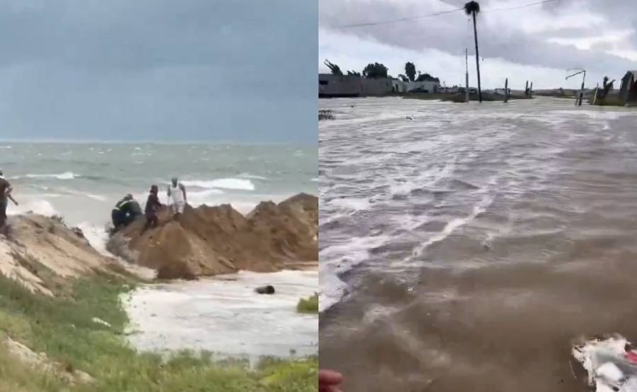 Provoca ruptura de bordo evacuaciones en Puerto San Carlos por embate del huracán Polo