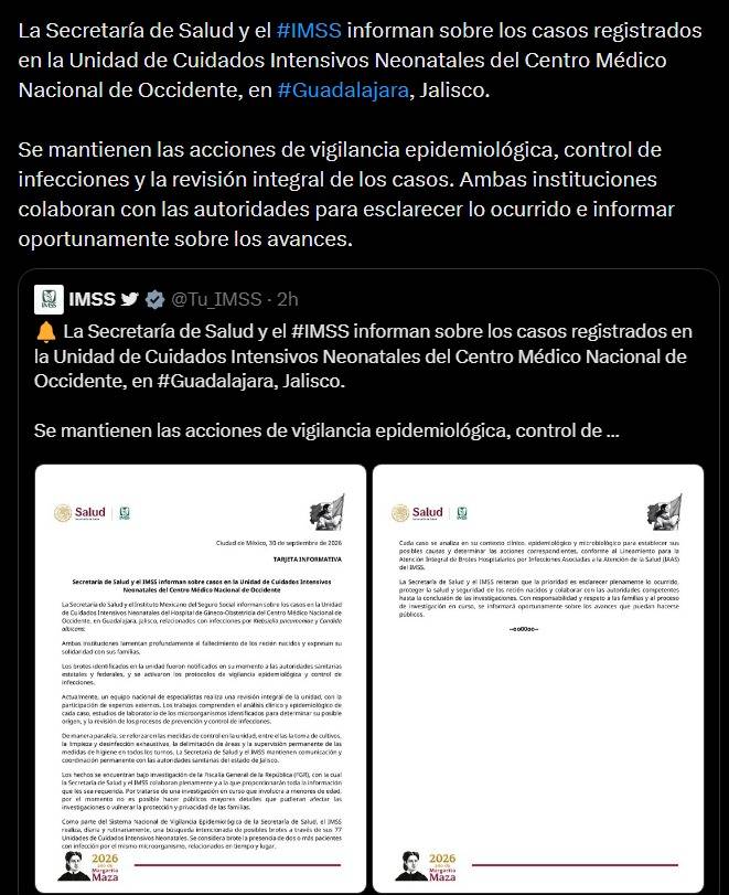 Investigan deceso de tres recién nacidos en hospital del IMSS en Guadalajara