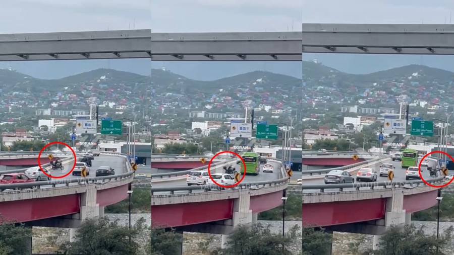 Motociclista sobrevive tras caer del Puente Zaragoza al río Santa Catarina en Monterrey