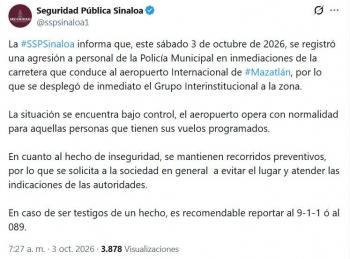 Refuerzan seguridad cerca del Aeropuerto de Mazatl&aacute;n tras agresi&oacute;n a polic&iacute;as