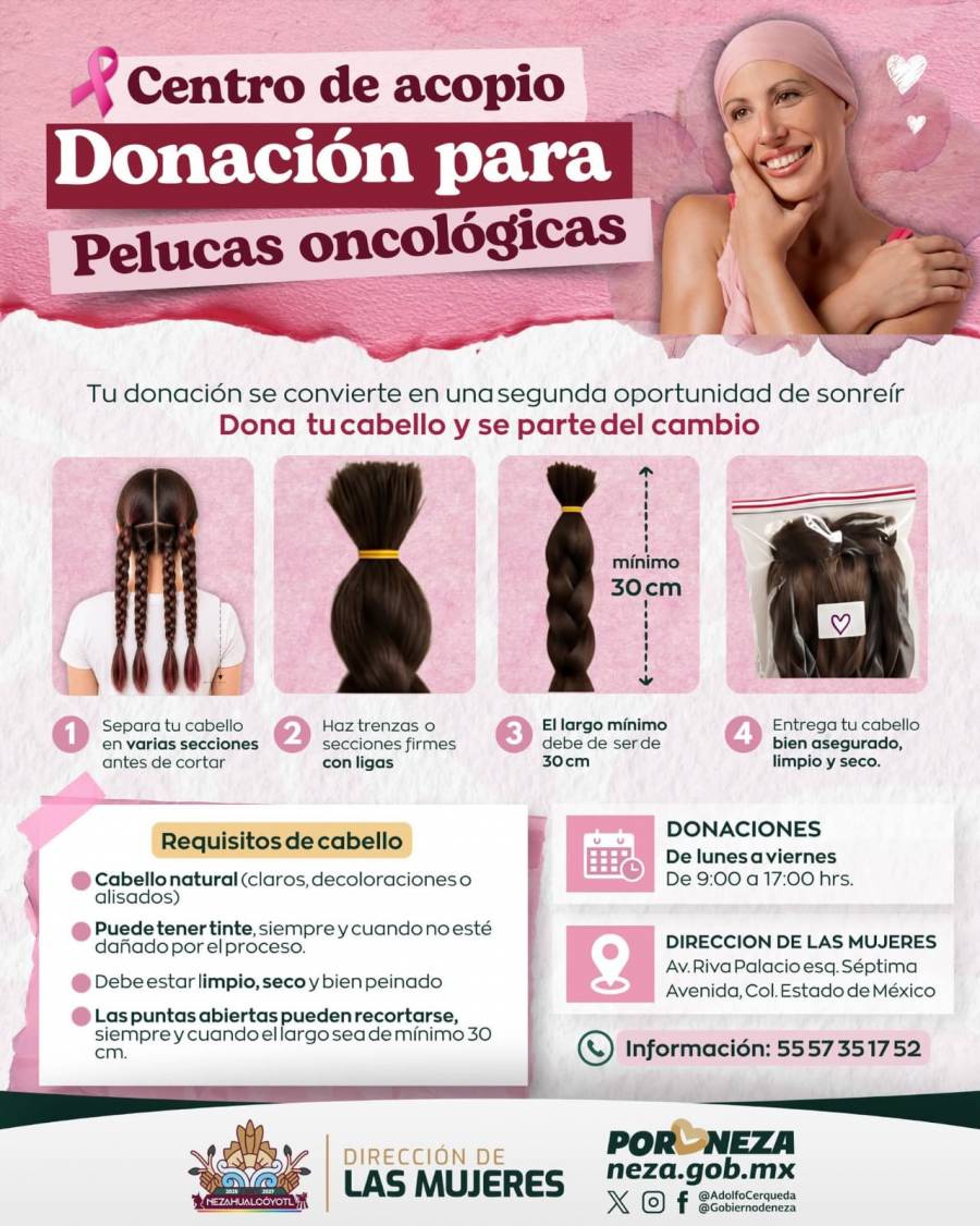 Neza invita a donar cabello para elaborar pelucas oncológicas