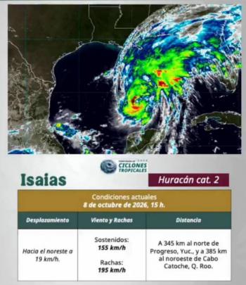 Hurac&aacute;n Isa&iacute;as se fortalece a categor&iacute;a 2 y amenaza con impactar el sur de EE.UU