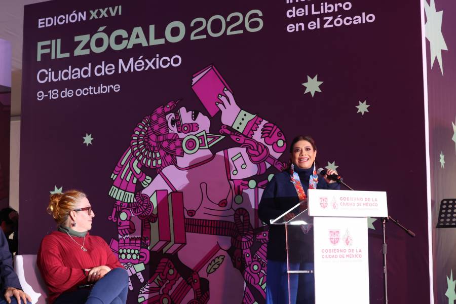 Inaugura Clara Brugada la XXVI edición de la Feria Internacional del Libro en el Zócalo.