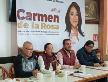 Carmen de la Rosa conf&iacute;a en ganar encuesta de Morena y descarta competencia de MC en Neza