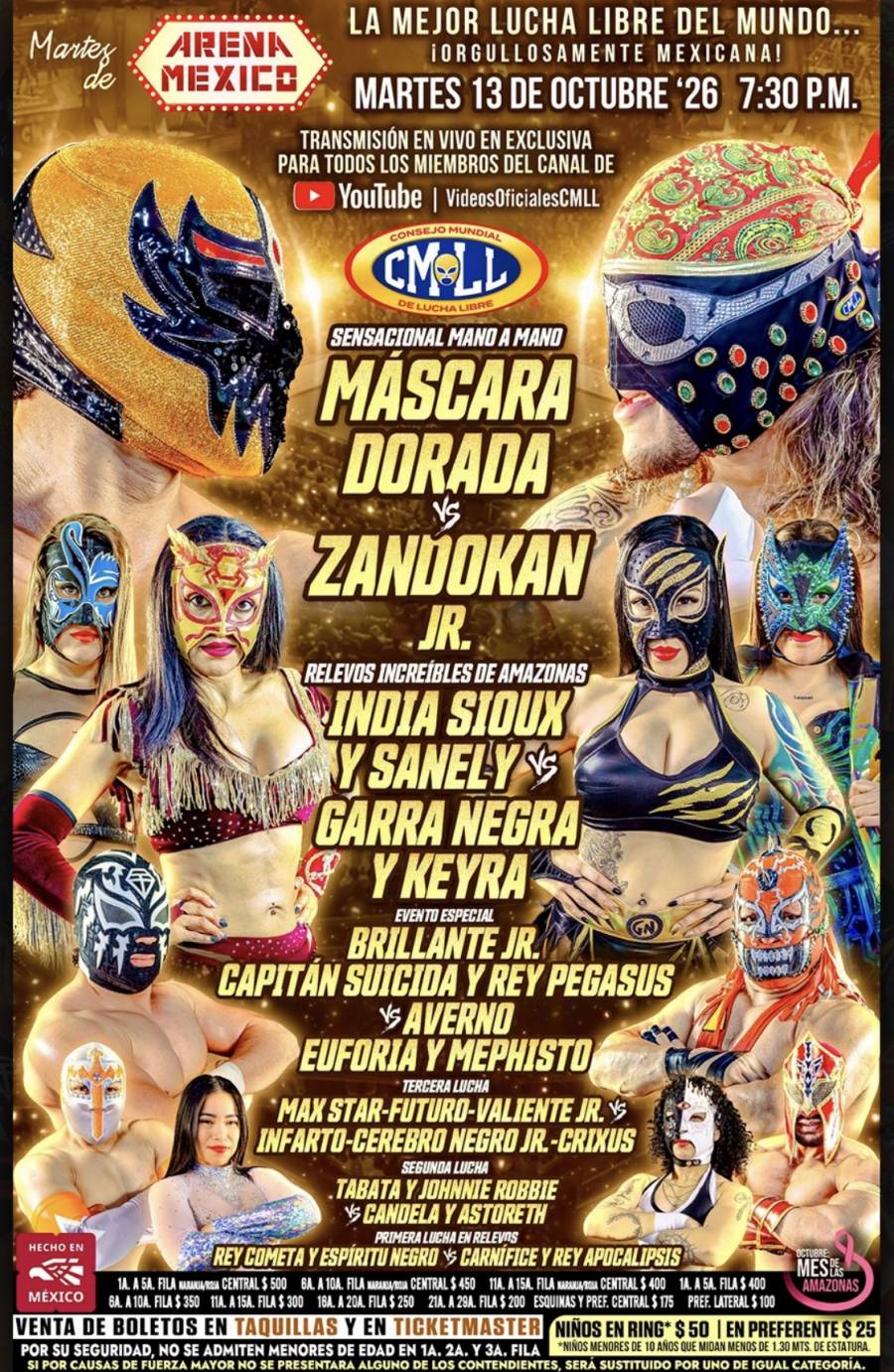 ¡Máscara Dorada y Zandokan Jr. se enfrentan en una sensacional mano a mano en Arena México!