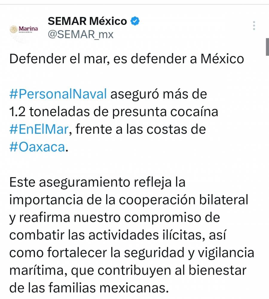 México pide a EU alertar sobre narcolanchas para evitar ataques con misiles