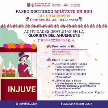 La Ciudad de M&eacute;xico lista para el “Paseo Nocturno, Mu&eacute;vete en Bici de D&iacute;a de Muertos 2026”