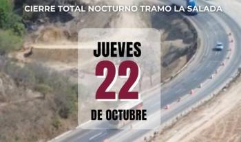 Cierre nocturno en La Salada este jueves 22 por obras del Corredor Log&iacute;stico Colima-Manzanillo