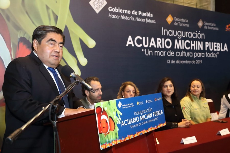 Acuario Michin sumará a la construcción de la paz en Puebla, asegura Barbosa
