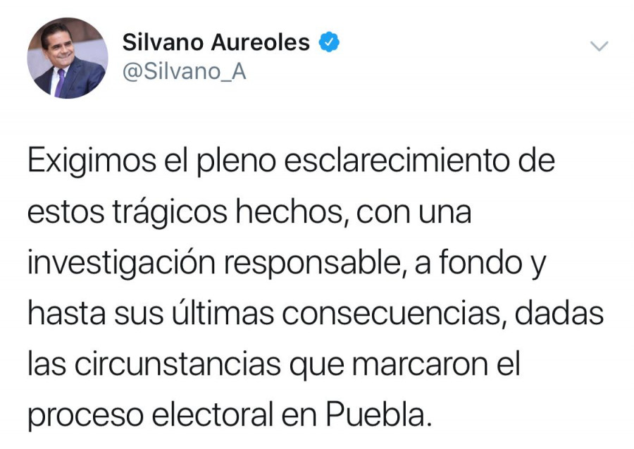 Políticos reaccionan a fallecimiento de Moreno Valle y esposa