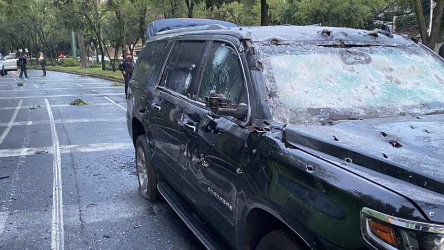 Así quedó la camioneta de García Harfuch tras el atentado