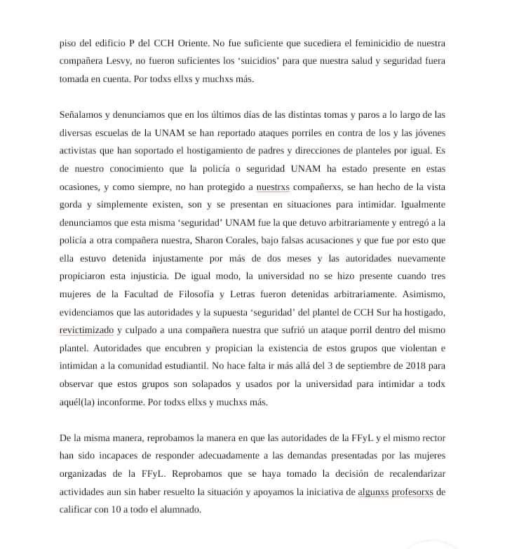 Encapuchadas de FCPYS reprochan a las autoridades nula atención a violencia en la UNAM