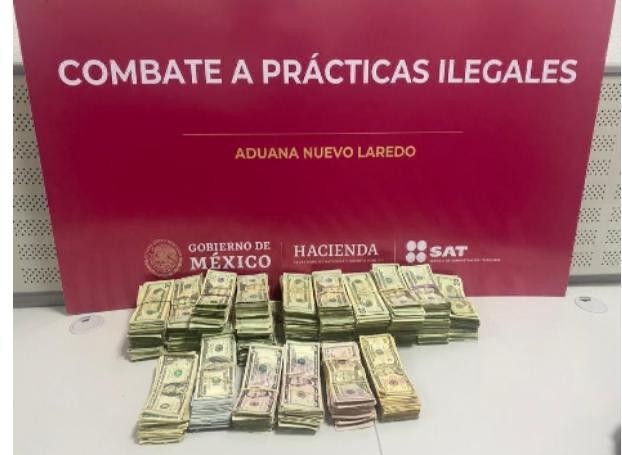 Aduanas y Sedena decomisan 103 mil 490 dólares en Nuevo Laredo