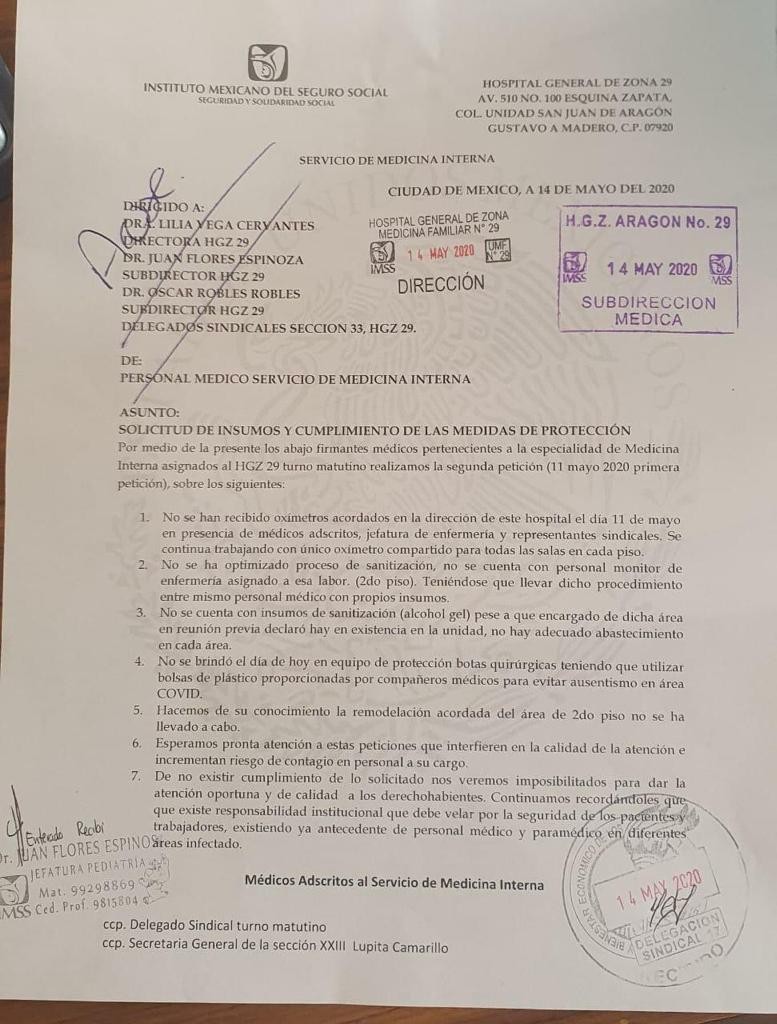 40 CONTAGIADOS ENTRE PERSONAL DE SALUD DE HOSPITAL DE ZONA DEL IMSS 29