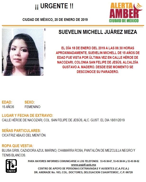 La PGJ-CDMX activa Alerta Amber para localizar a joven de 15 años en la GAM