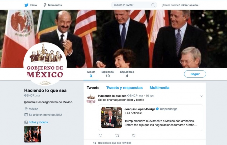 Página web de Hacienda remite a cuenta “fake” de Twitter de la dependencia