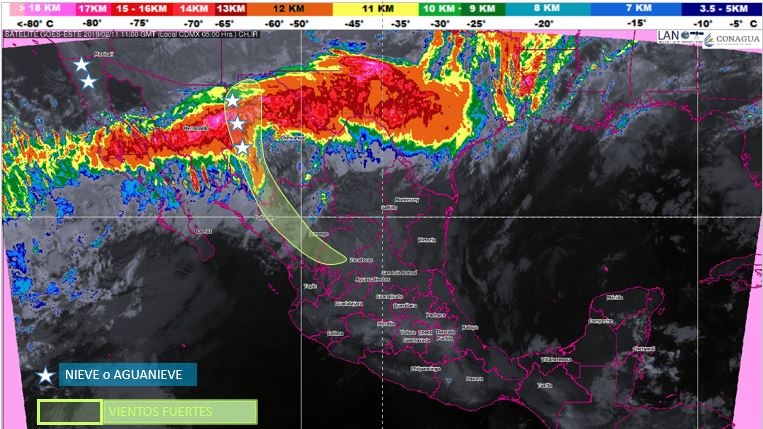 Frente frío Nº 36, favorecerá lluvias en el norte del país