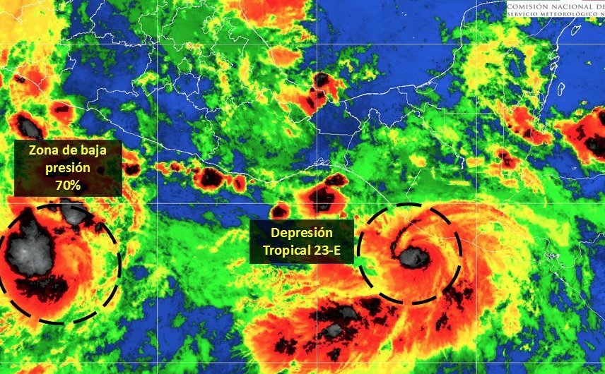 Alerta en Chiapas y Oaxaca por depresión tropical 23-E; provocará tormentas intensas