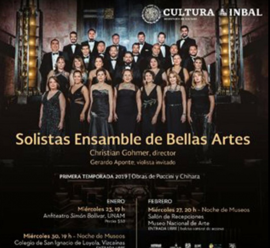 Solistas Ensamble de Bellas Artes ofrecerá música sacra de compositores veristas